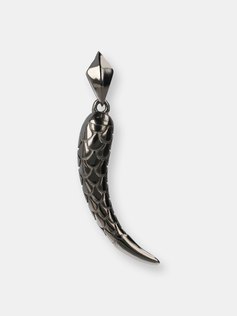 Horn Pendant With Mermaid Texture - Ruthenium