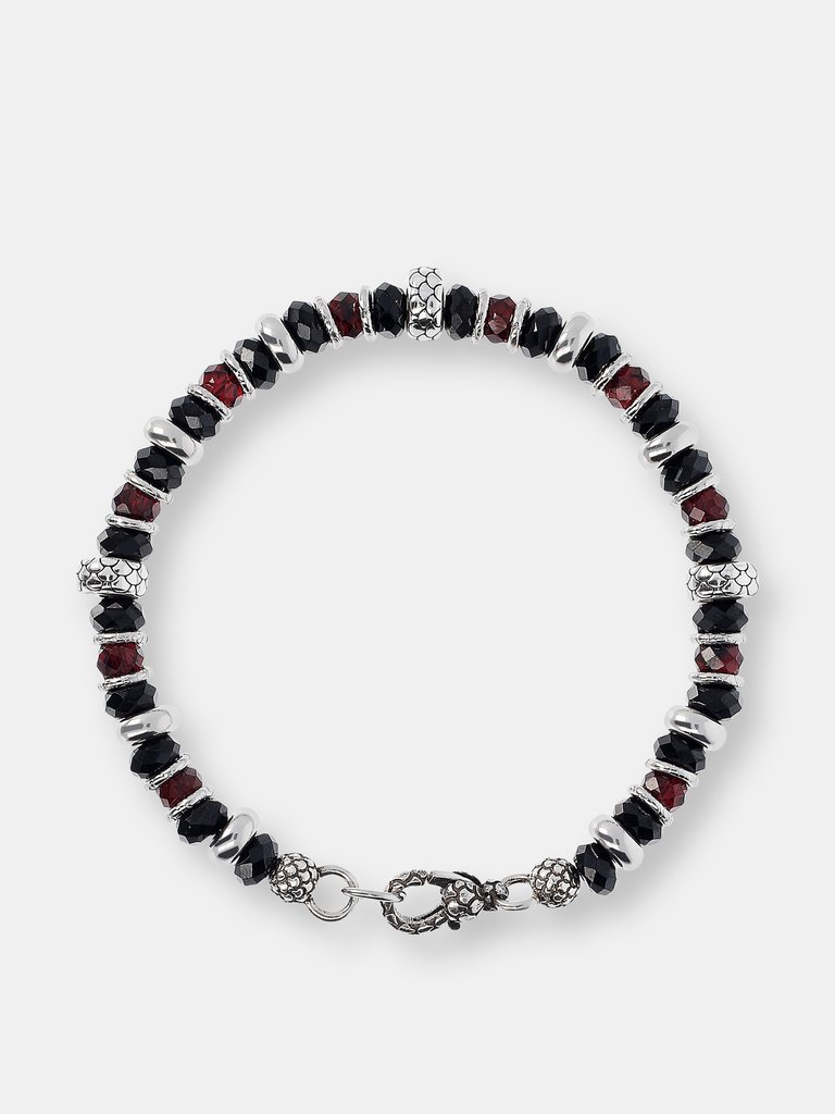 Man Bracelet With Stones 8,25" length - Silver