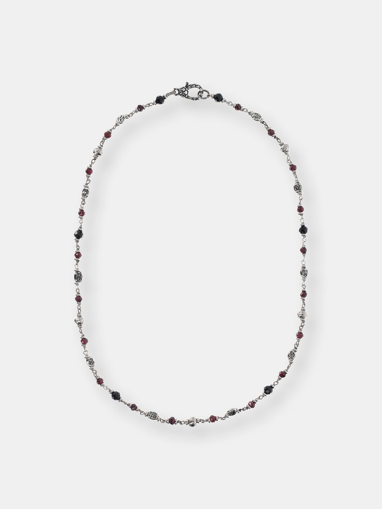 Necklace With Spinel And Garnet - Silver