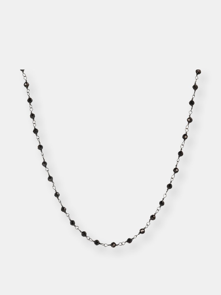 Rosary Necklace with Spinel - Rhodium