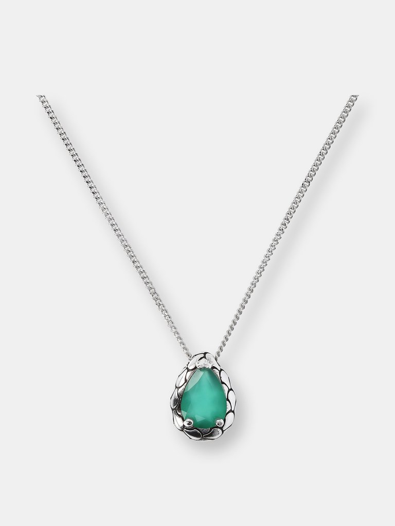 Stone Drop Pendant Necklace - SILVER