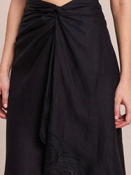 Heather Linen Eyelet Skirt In Black
