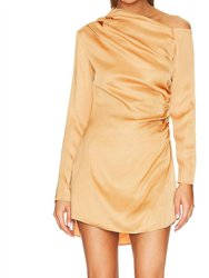 Jamie Side Ruched Long Sleeve Mini Dress - Tawny Gold