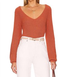 Kimby Ribbed Knit Sweater - Burnt Terracotta