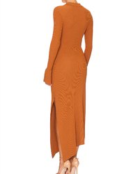 Lance Ribbed Polo Collar Midi Dress