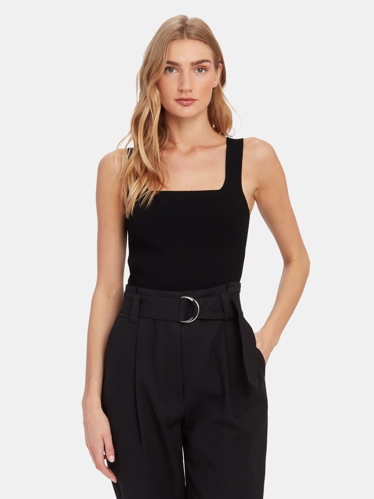 Victoria Square Neck Top - Black