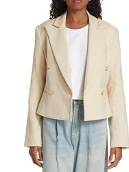 Women River Jacket Barely Linen Double-Breasted Blazer - Beige