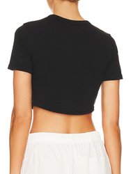 Women Wren Tee Black Short Sleeve Crew Neck Cotton Cropped Top