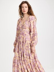 Women's Iman Dress, Canary/Iris Multi Floral Maxi Dress - Multicolor