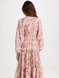 Women's Iman Dress, Canary/Iris Multi Floral Maxi Dress