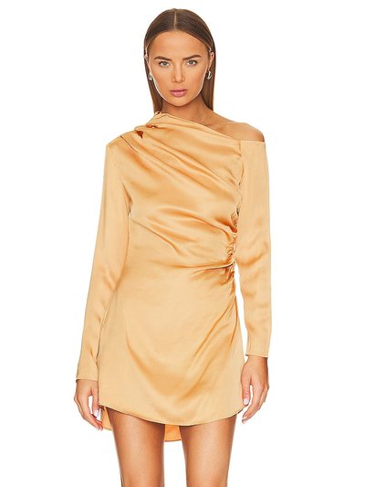 ALC Women's Jamie Tawny Gold Side Ruched Long Sleeve Mini Dress product