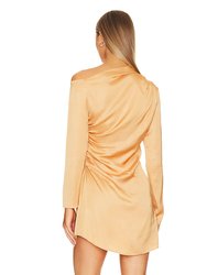 Women's Jamie Tawny Gold Side Ruched Long Sleeve Mini Dress