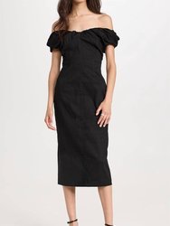 Women'S Nora Dress, Off The Shoulder Pencil Midi - Black