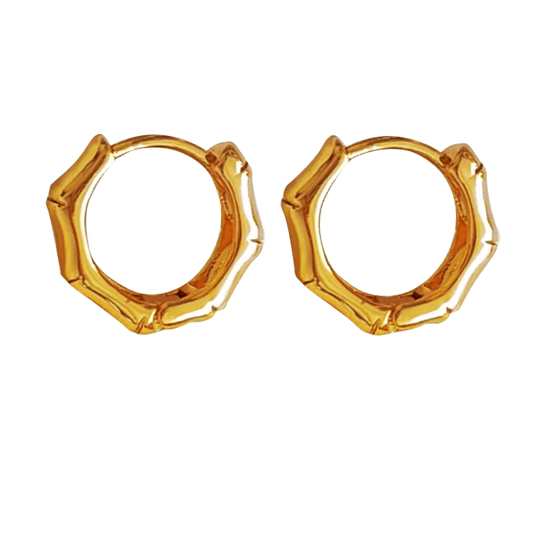 Ariadne. Huggie Bamboo Earrings - Gold