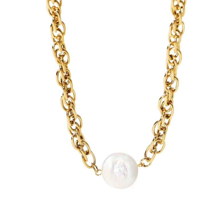 Cassiopeia. Freshwater Pearl Baroque Choker - Gold