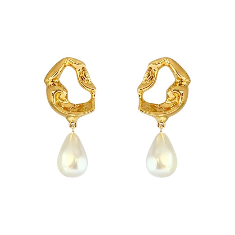 Cygnus. Freshwater Pearl Earring - Gold