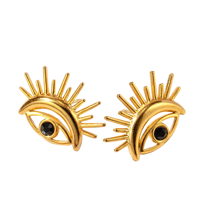 Diana. Evil Eye Earrings - Gold