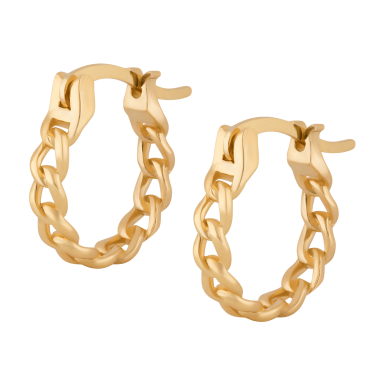 Electra. Cuban Link Cuff Hoop Earrings - Gold