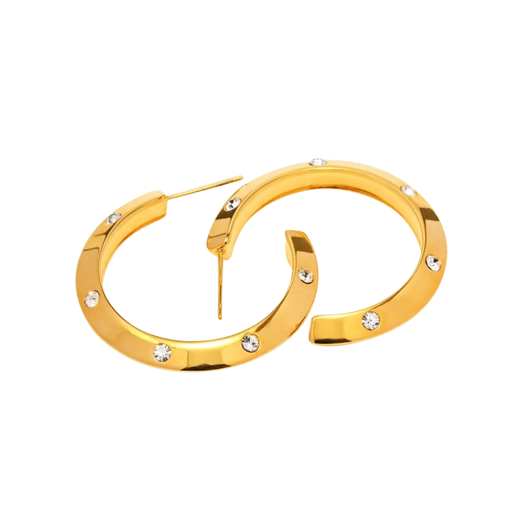 Orion. Pave Hoop Earrings - Gold