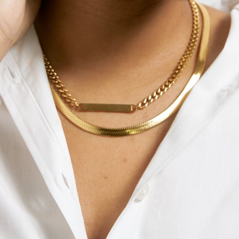 Serpens. Herringbone Snake Necklace - Gold