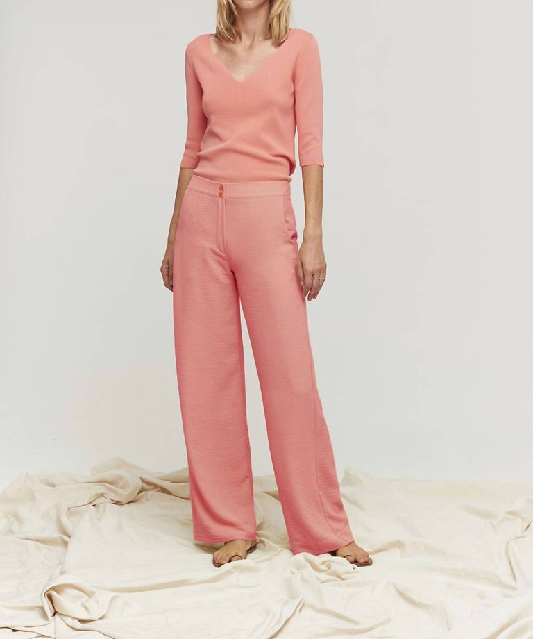 Coral Flowy Pant In Coral - Coral