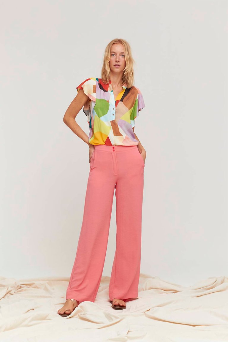 Coral Flowy Pant In Coral