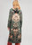 Long Hoodie Cardigan Green Print In Green