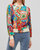 Silky Knit Print Bomber Jacket In Multi - Multi