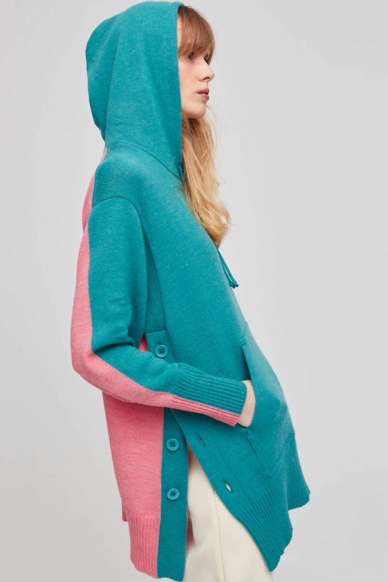 Two Tone Hoodie In Green/pink