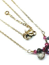 14 kt Gold Filled Fuchsia Rainbow Quartz Drop Gemstone Necklace