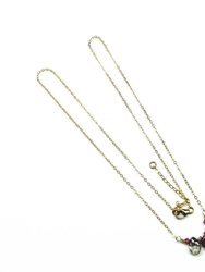 14 kt Gold Filled Fuchsia Rainbow Quartz Drop Gemstone Necklace - Gold Multi