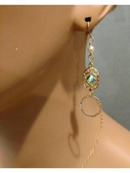 14 KT Gold Filled Green Crystal Open Circle Earrings
