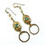 14 KT Gold Filled Green Crystal Open Circle Earrings - Gold