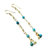 14 KT Gold Filled Wire Wrapped Long Turquoise Pearl Dangle Earrings - Multi