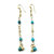 14 KT Gold Filled Wire Wrapped Long Turquoise Pearl Dangle Earrings