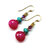 14 KT Gold Filled Wire Wrapped Pink And Turquoise Drop Gemstone Earrings - Multi