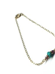 14K Gold Filled Pink and Turquoise Gemstone Dainty Bracelet