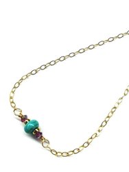 14K Gold Filled Pink and Turquoise Gemstone Dainty Bracelet