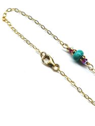 14K Gold Filled Pink and Turquoise Gemstone Dainty Bracelet