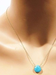 14kt Gold Filled Aqua Jade Wire Wrap Delicate Gemstone Drop Necklace