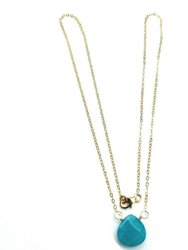 14kt Gold Filled Aqua Jade Wire Wrap Delicate Gemstone Drop Necklace