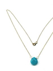14kt Gold Filled Aqua Jade Wire Wrap Delicate Gemstone Drop Necklace