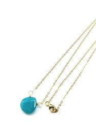 14kt Gold Filled Aqua Jade Wire Wrap Delicate Gemstone Drop Necklace