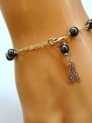 Adjustable 14 KT Gold Filled Hematite Gold Chain Tassel Bracelets