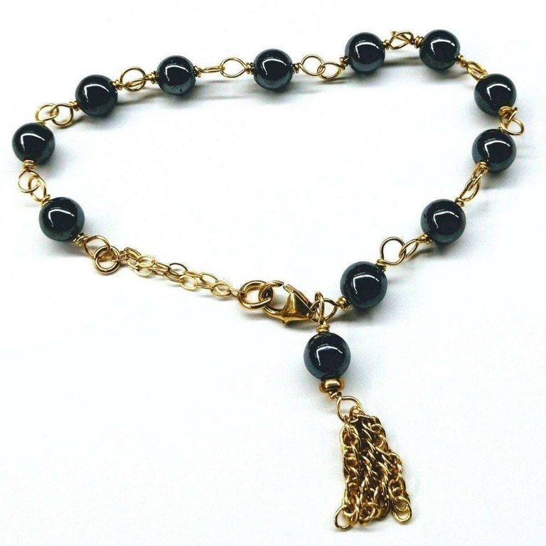 Adjustable 14 KT Gold Filled Hematite Gold Chain Tassel Bracelets - Multi