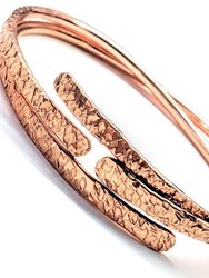 Adjustable Hammered Copper Overlap Bangle For Him or Her