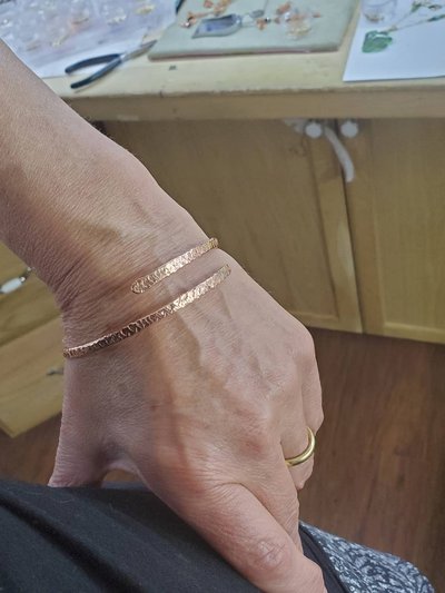 Alexa Martha Designs Adjustable Hammered Copper Overlap Bangle For Him or Her product