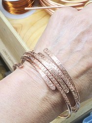 Adjustable Hammered Copper Overlap Bangle For Him or Her - Gold