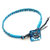 Aqua Hematite Bead Braided Square Swarovski Crystal Button Bracelet - Aqua Multi