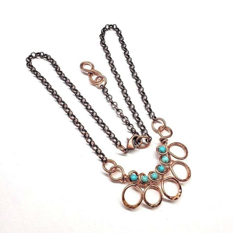 As Seen on Ashley Liao Copper Turquoise Wire Wrapped Necklace - Multi